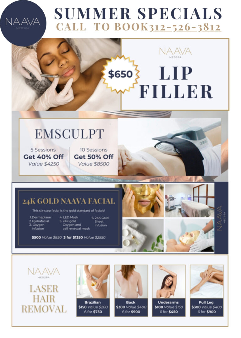 Medspa NAAVA Chicago | SPecials Sale | FIllers, Facial, Emsculpt